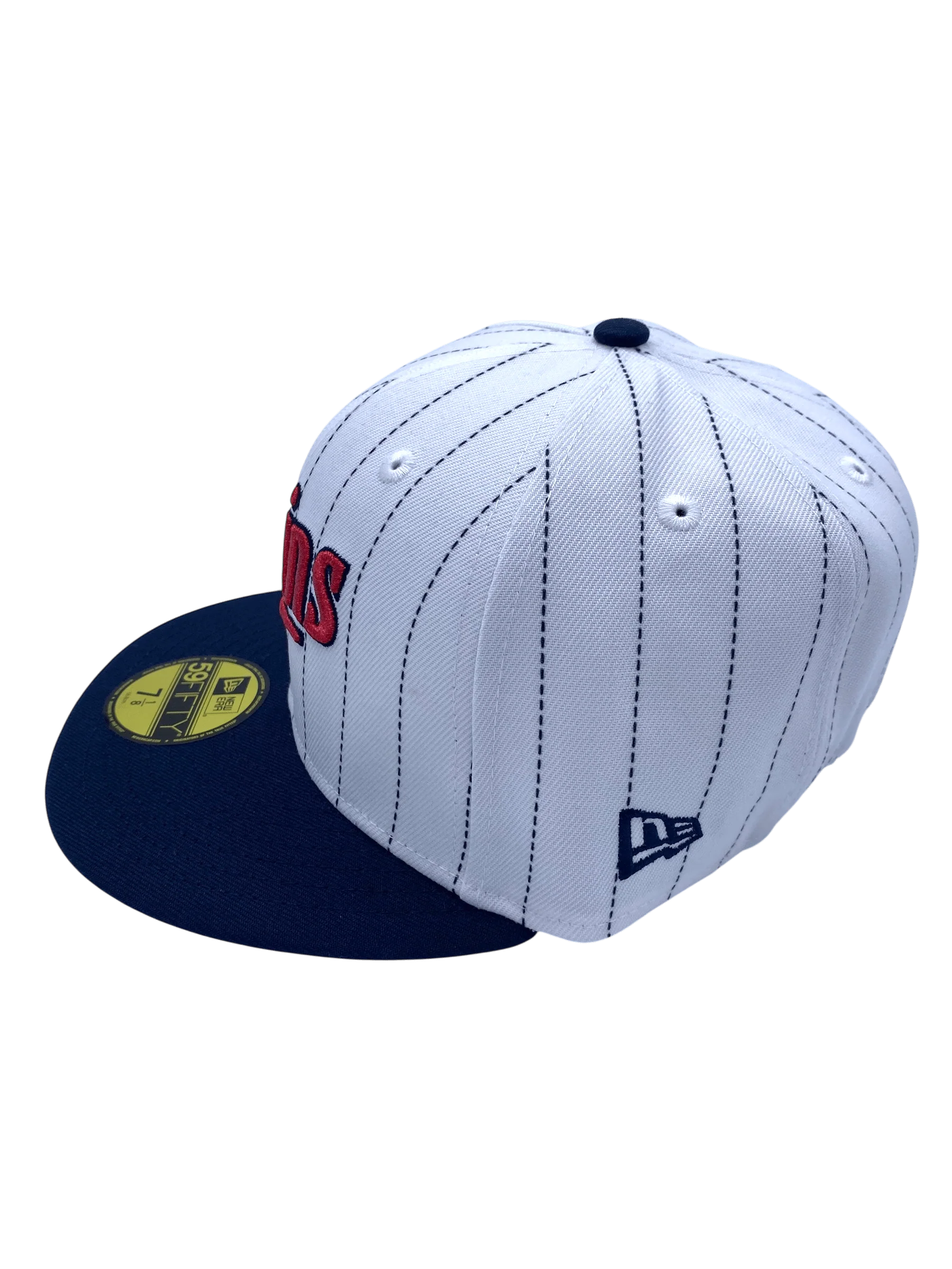 Adult Minnesota Twins New Era White Pinstripe The Mauer Side Patch 59FIFTY Fitted Hat - Men's - Image 7