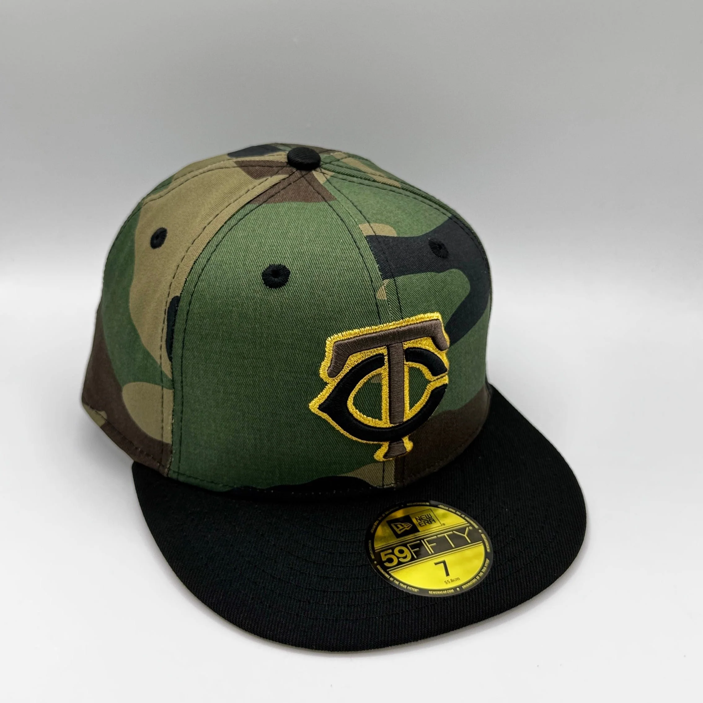 Adult Minnesota Twins New Era Woodland Camo TC Logo Custom 59FIFTY Fitted Hat - Men's
