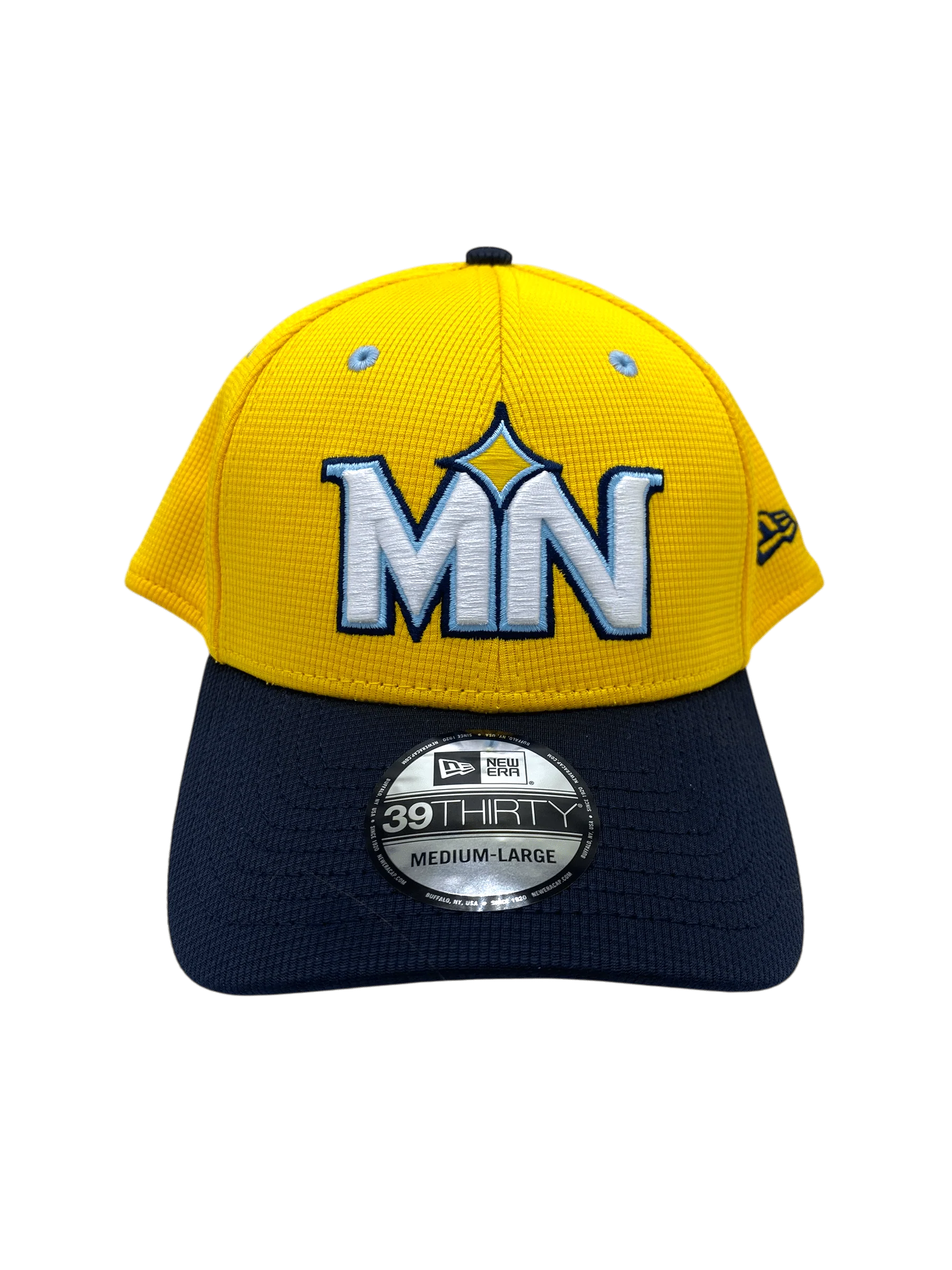 Adult Minnesota Twins New Era Yellow/Navy City Connect Team Batting Practice 39THIRTY Flex Hat - Men's - Image 4