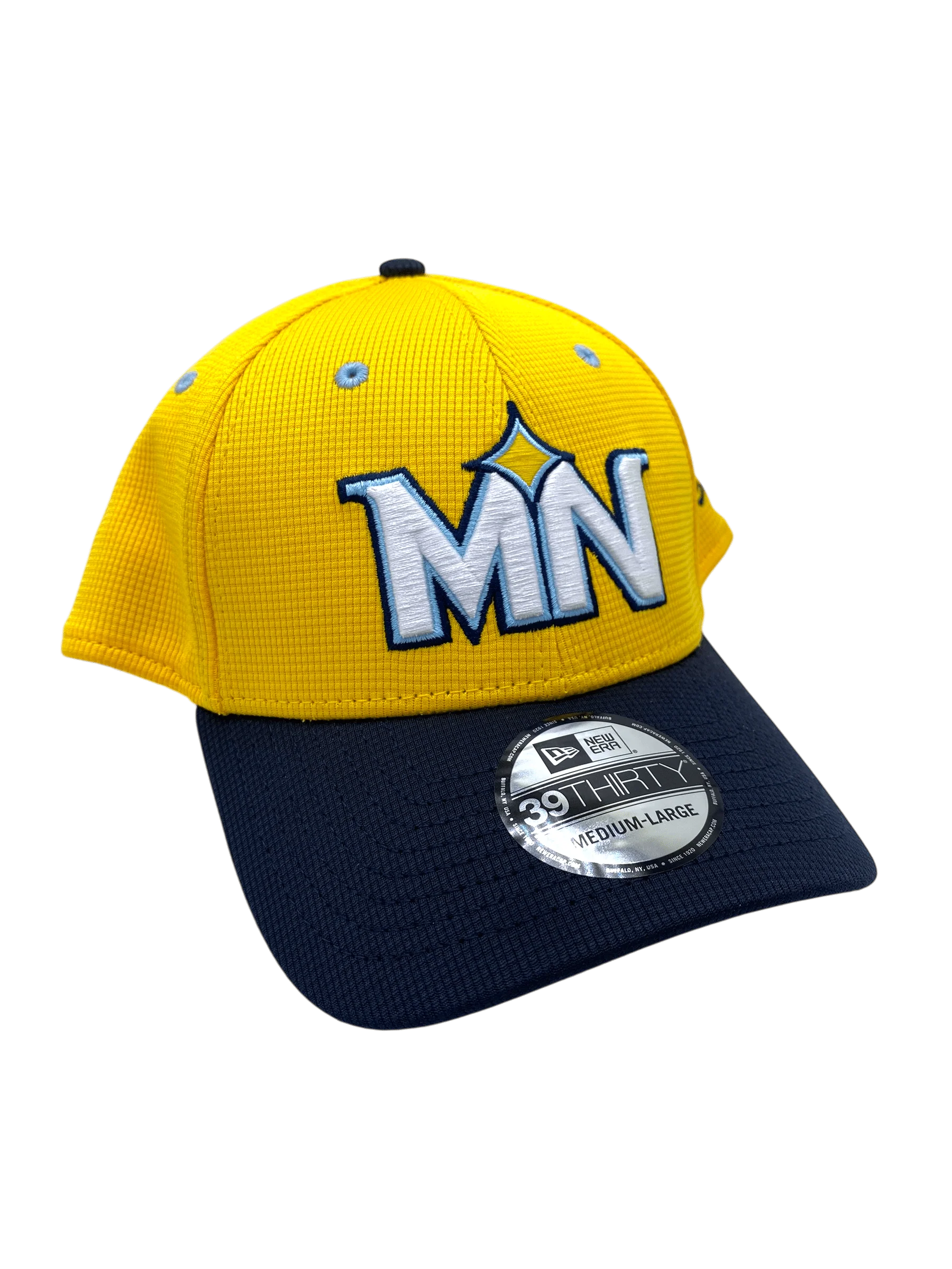 Adult Minnesota Twins New Era Yellow/Navy City Connect Team Batting Practice 39THIRTY Flex Hat - Men's - Image 5