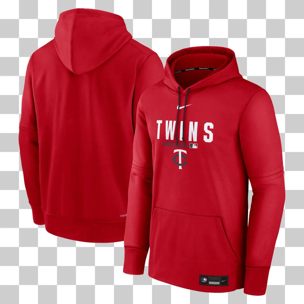 Adult Minnesota Twins Red Nike 2026 Authentic Collection Therma Fleece Pullover Hoodie - Men's