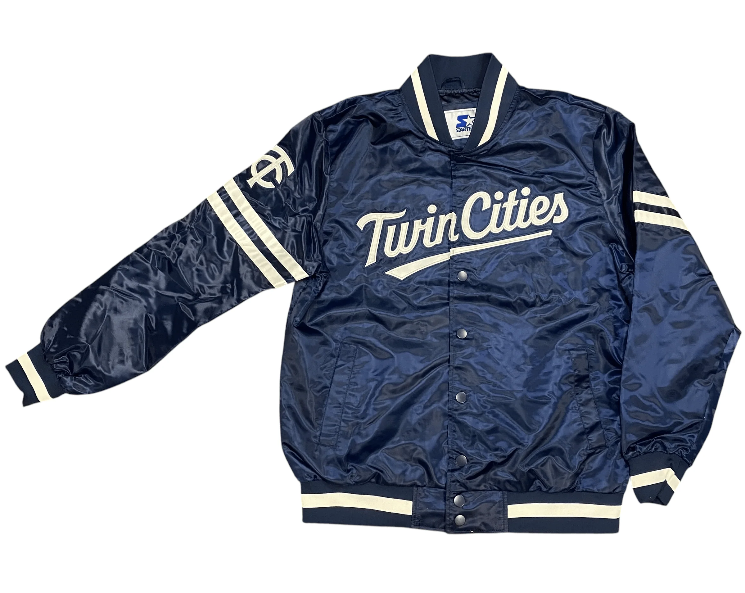 Adult Minnesota Twins Starter Navy Varsity Lightweight Satin Jacket - Men's