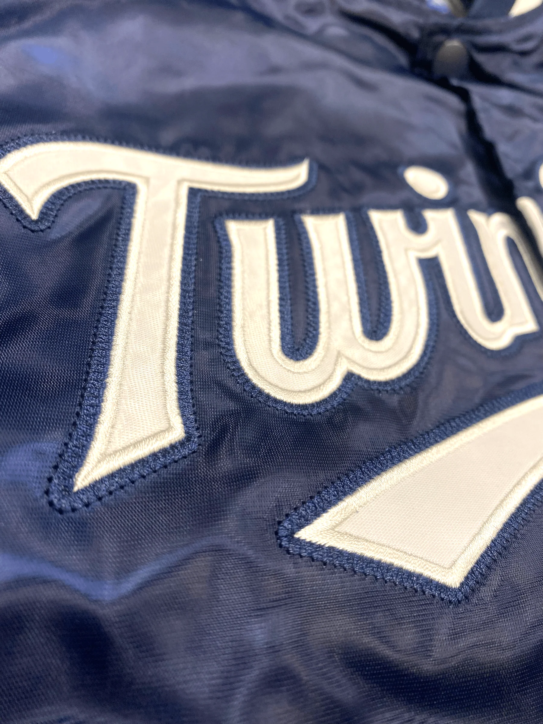 Adult Minnesota Twins Starter Navy Varsity Lightweight Satin Jacket - Men's - Image 3