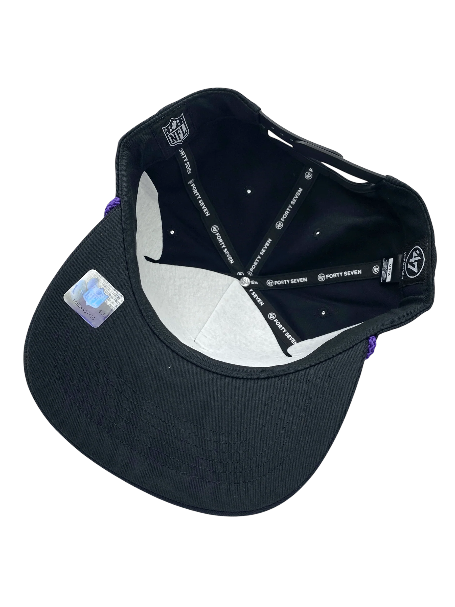 Adult Minnesota Vikings '47 Black Team Logo Rope Hitch Adjustable Snapback Hat - Men's - Image 2