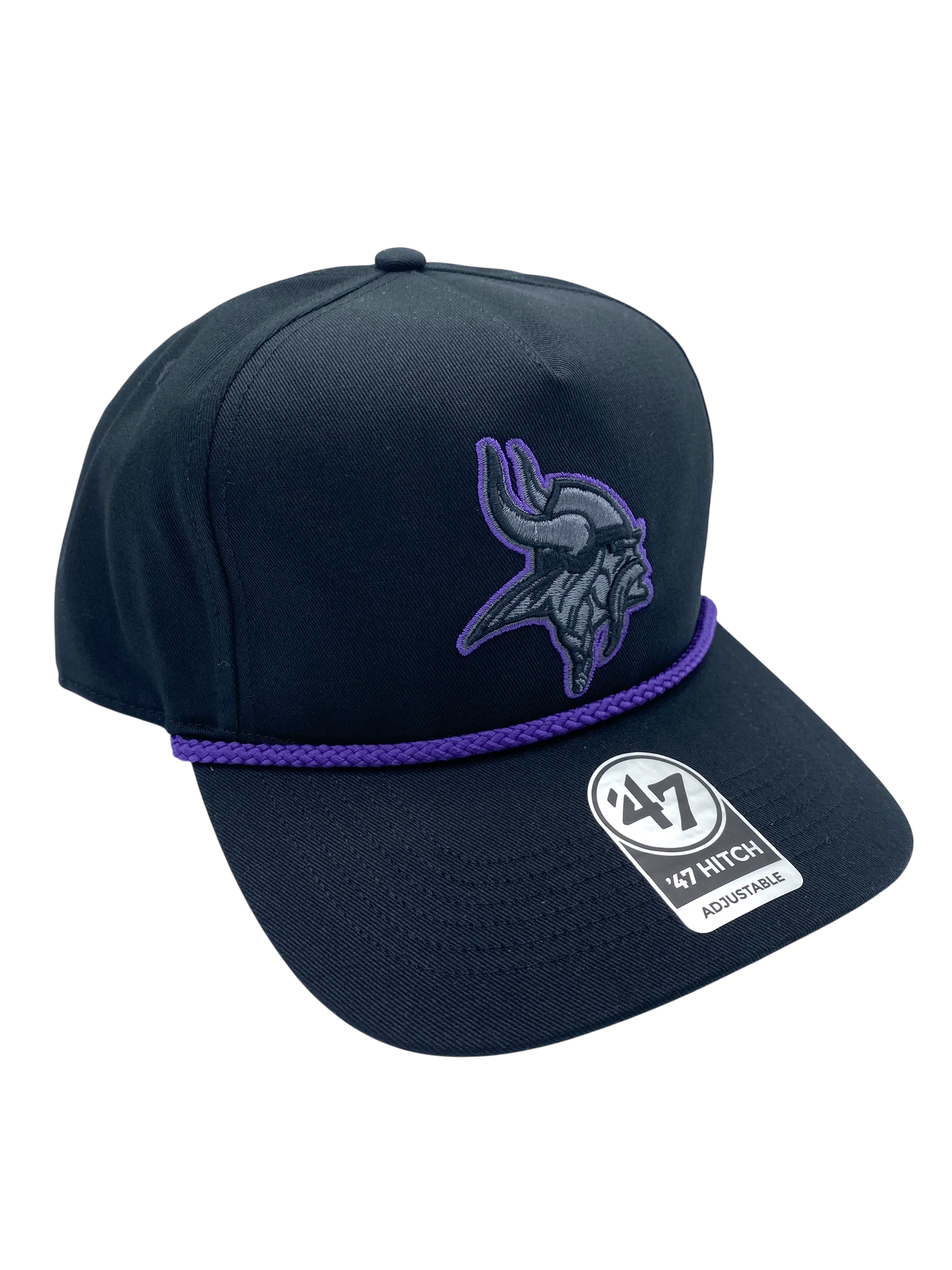 Adult Minnesota Vikings '47 Black Team Logo Rope Hitch Adjustable Snapback Hat - Men's - Image 5