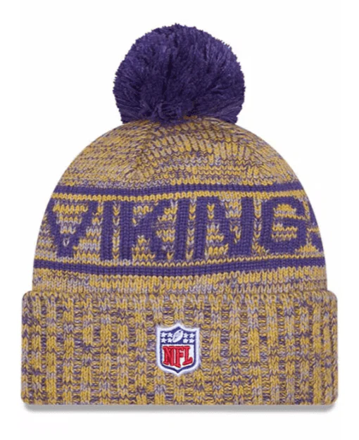 Adult Minnesota Vikings New Era 2025 Gold Alternate Sideline Cuffed Knit Hat With Pom - Men's - Image 2