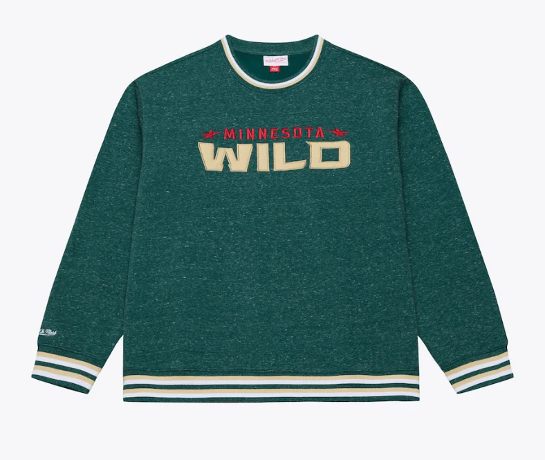 Adult Minnesota Wild Mitchell & Ness Green Winning Streak Fleece Crewneck Sweatshirt - Men's