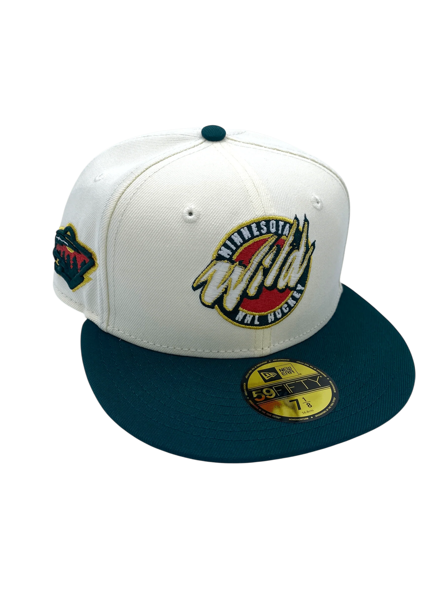 Adult Minnesota Wild New Era Chrome/Green Vintage Script Custom Side Patch 59FIFTY Fitted Hat - Men's