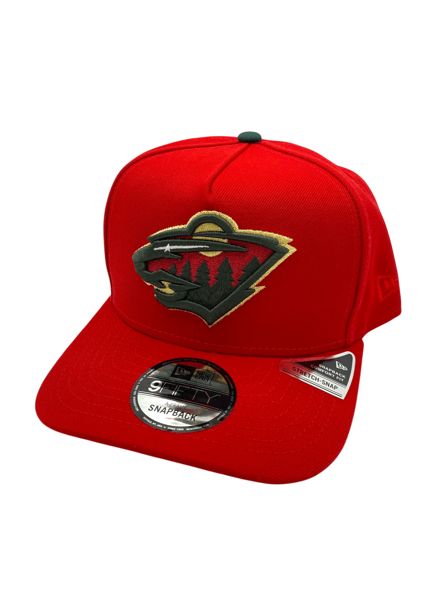 Adult Minnesota Wild New Era Red A-Frame 9FIFTY Adjustable Snapback Hat - Men's
