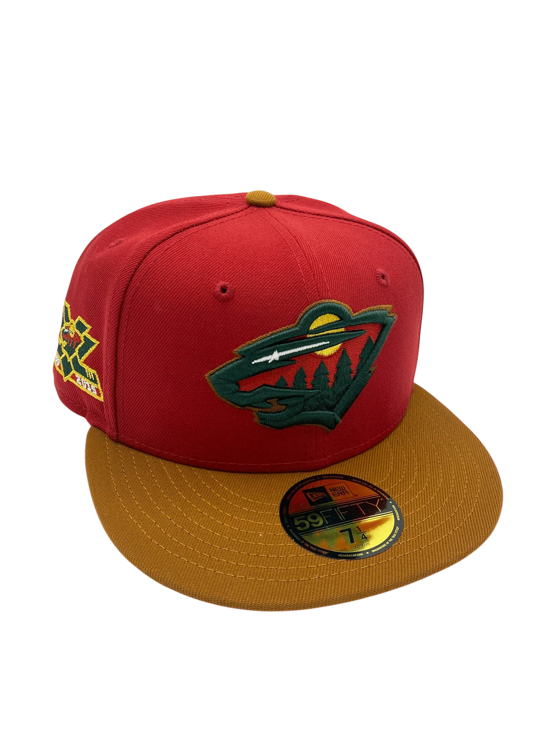 Adult Minnesota Wild New Era Red/Brown 15 Anniversary Custom Side Patch 59FIFTY Fitted Hat - Men's