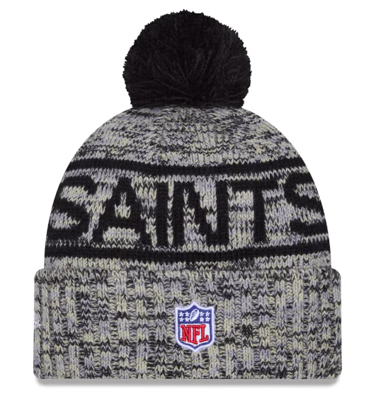 Adult New Orleans Saints New Era 2025 Black Sideline Cuffed Knit Hat With Pom - Men's - Image 2