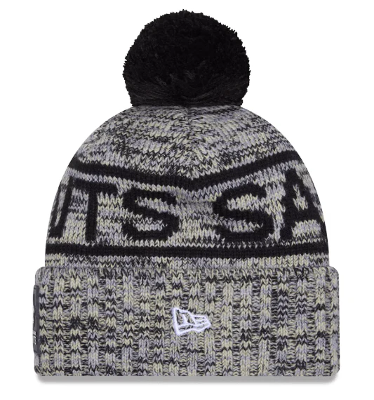Adult New Orleans Saints New Era 2025 Black Sideline Cuffed Knit Hat With Pom - Men's - Image 3