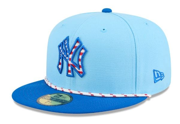 Adult New York Yankees New Era Light Blue 2025 Fourth of July Roper On Field 59FIFTY Fitted Hat - Men's