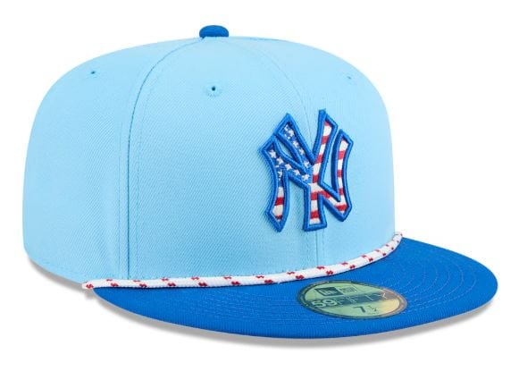 Adult New York Yankees New Era Light Blue 2025 Fourth of July Roper On Field 59FIFTY Fitted Hat - Men's - Image 3
