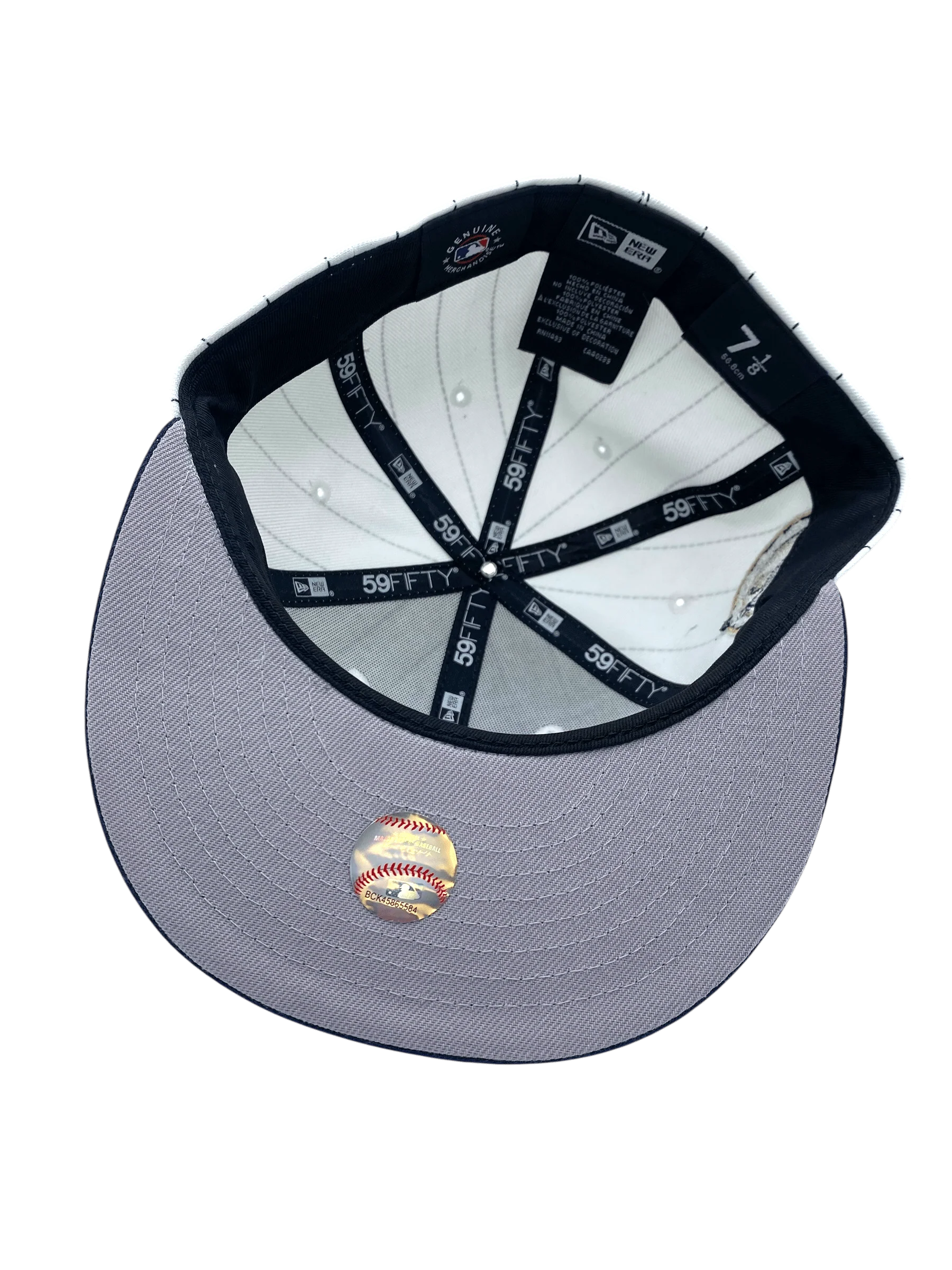 Adult New York Yankees New Era White Pinstripe Respect Custom Side Patch 59FIFTY Fitted Hat - Men's - Image 3