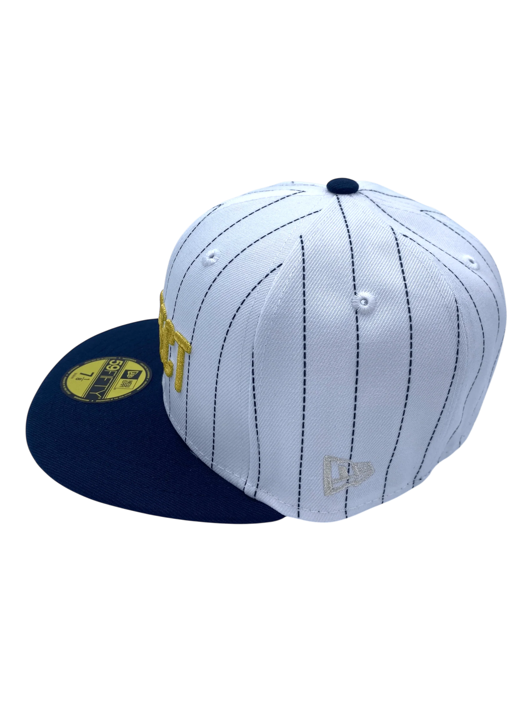 Adult New York Yankees New Era White Pinstripe Respect Custom Side Patch 59FIFTY Fitted Hat - Men's - Image 6