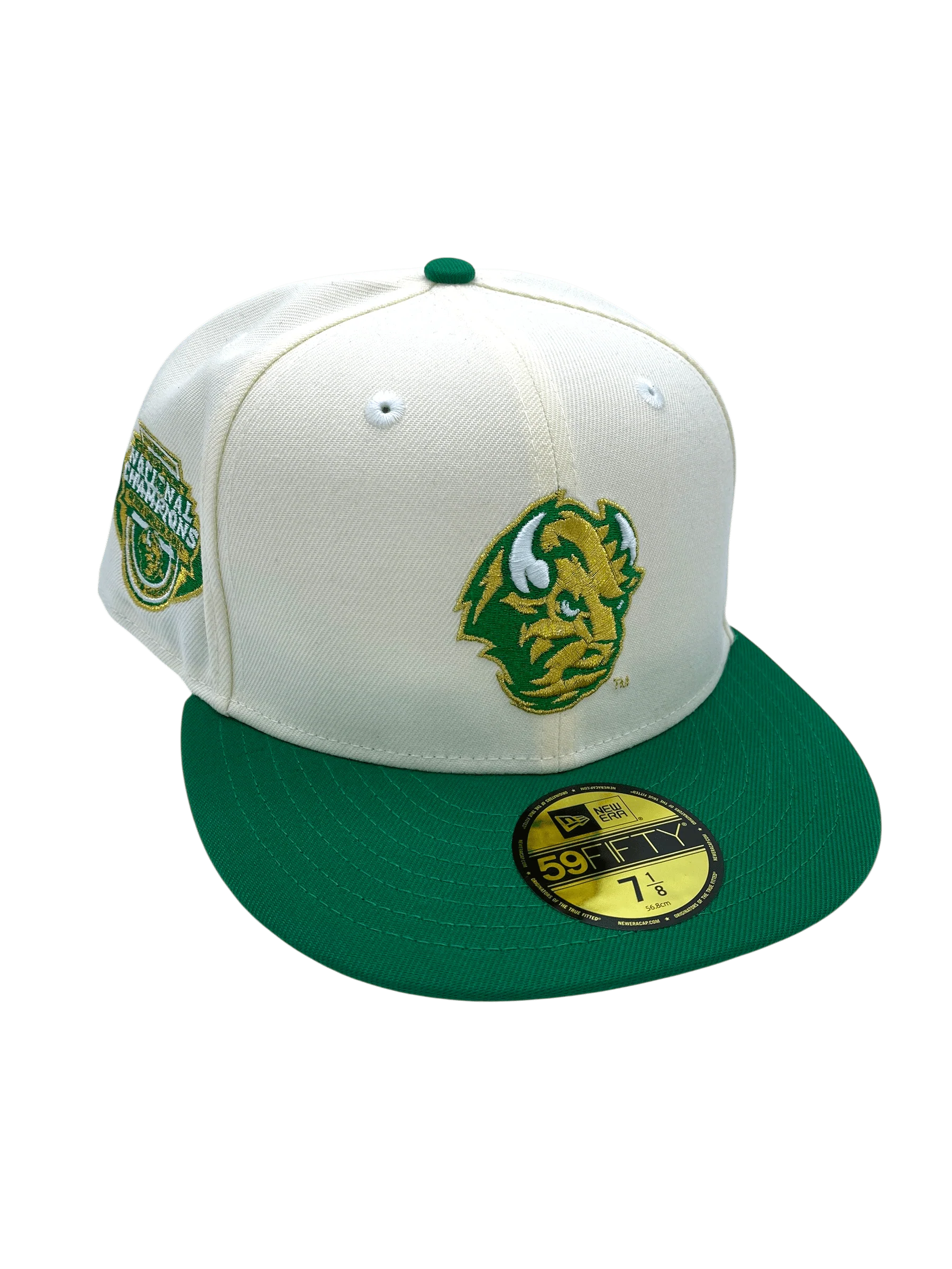 Adult North Dakota State Bison New Era Chrome/Green Custom Side Patch 59FIFTY Fitted Hat - Men's