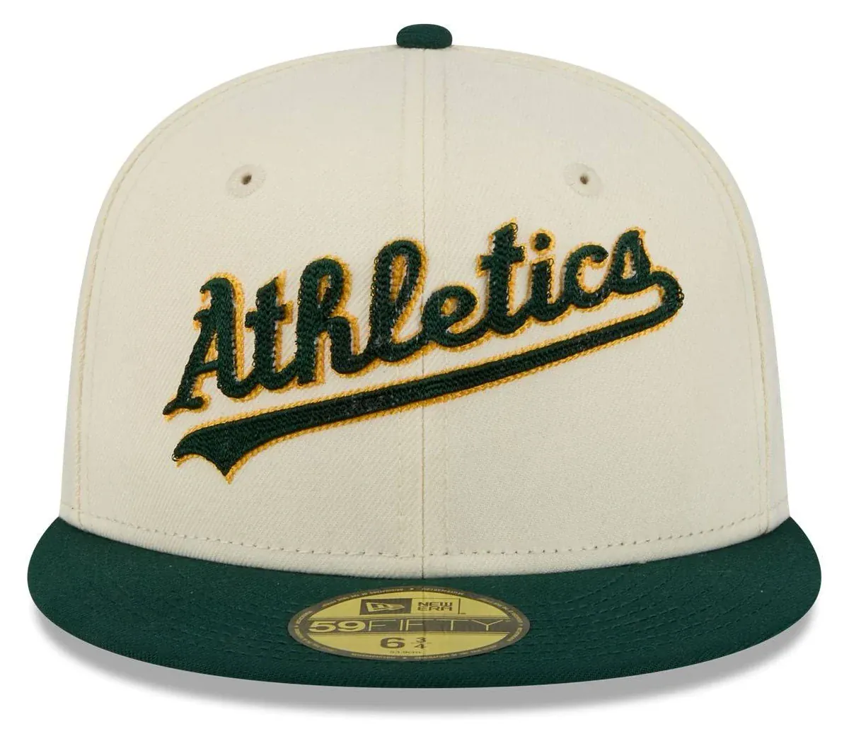 Adult Oakland A's New Era Chrome 2 Tone Chain Stitch Logo 59FIFTY Fitted Hat - Men's - Image 2
