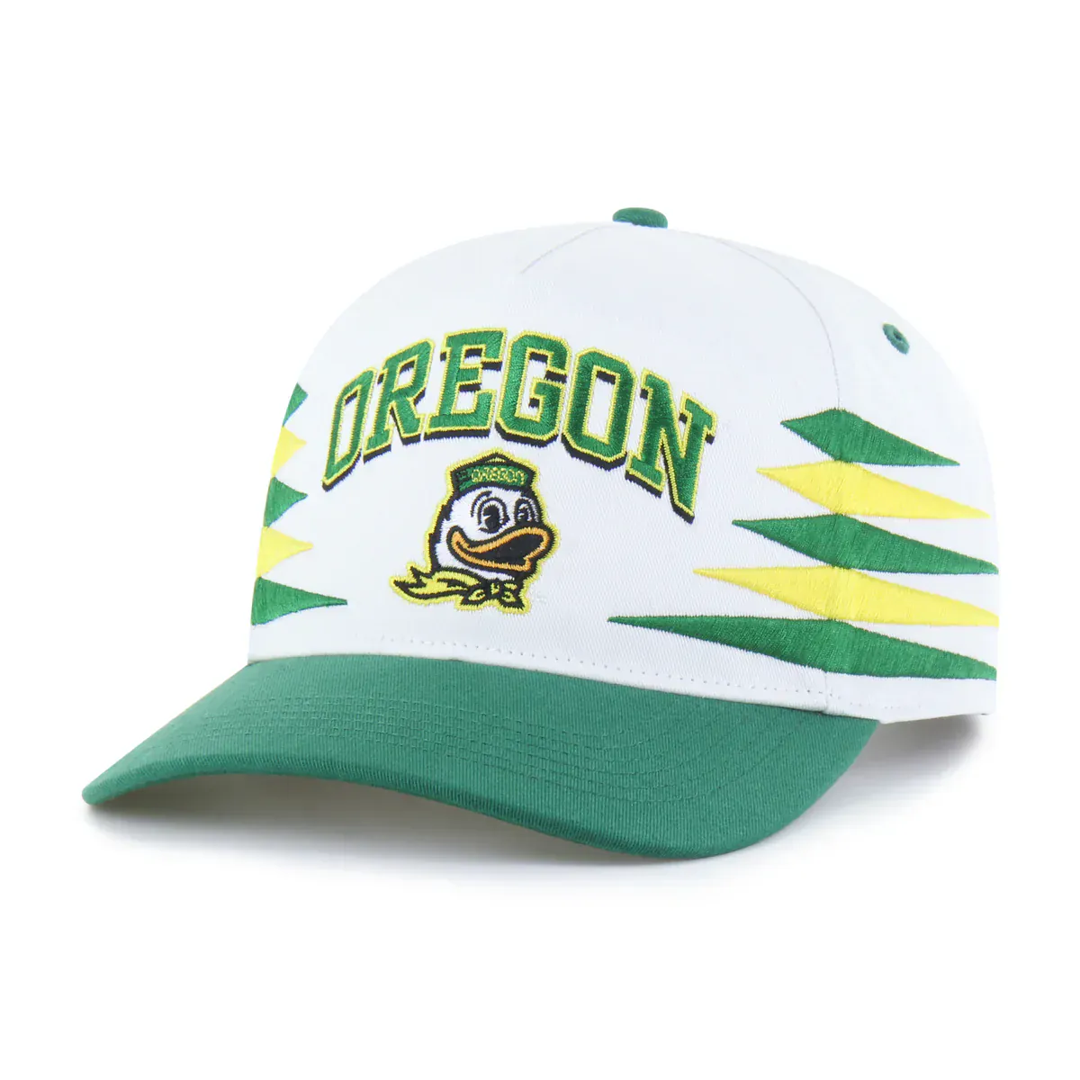Adult Oregon Ducks '47 White Diamond Cut Hitch Adjustable Snapback Hat - Men's