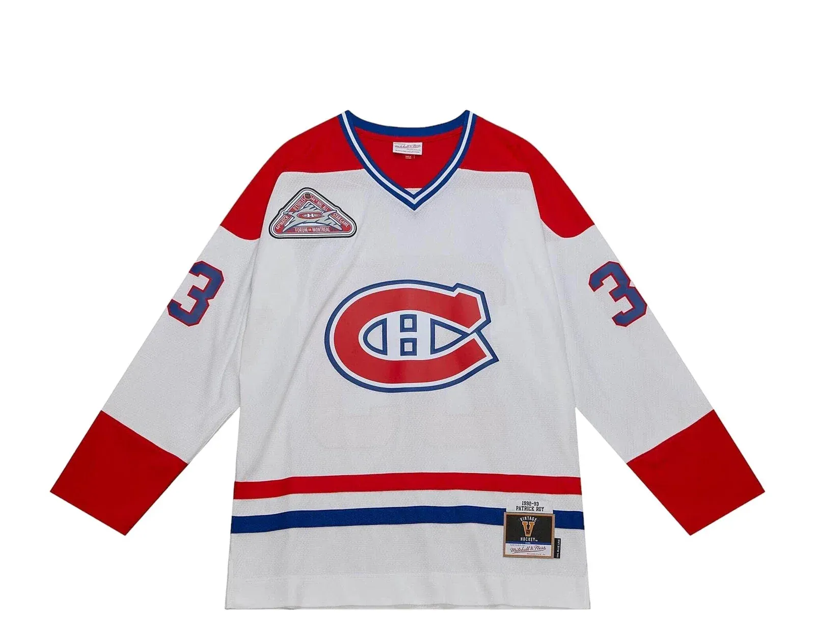 Adult Patrick Roy Montreal Canadiens Mitchell & Ness 1992 White Power Play Jersey - Men's