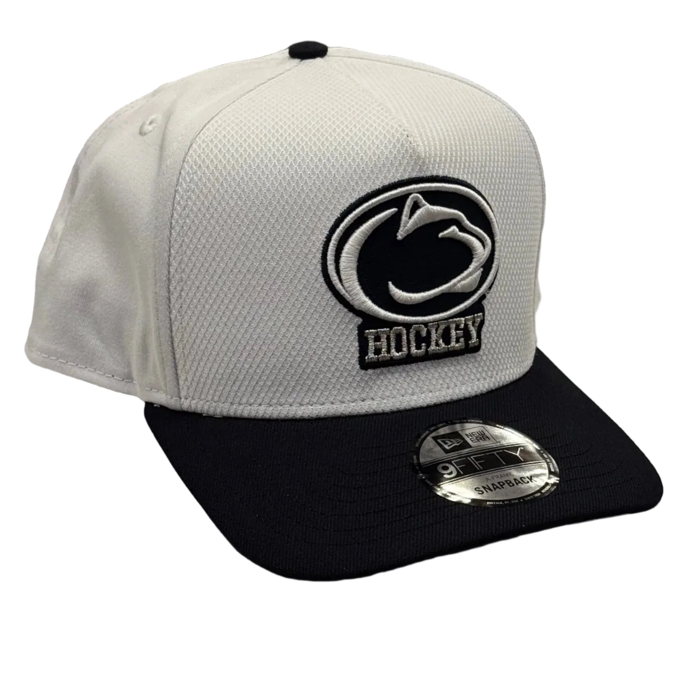 Adult Penn State Nittany Lions Hockey New Era White A-Frame 9FIFTY Adjustable Snapback Hat - Men's