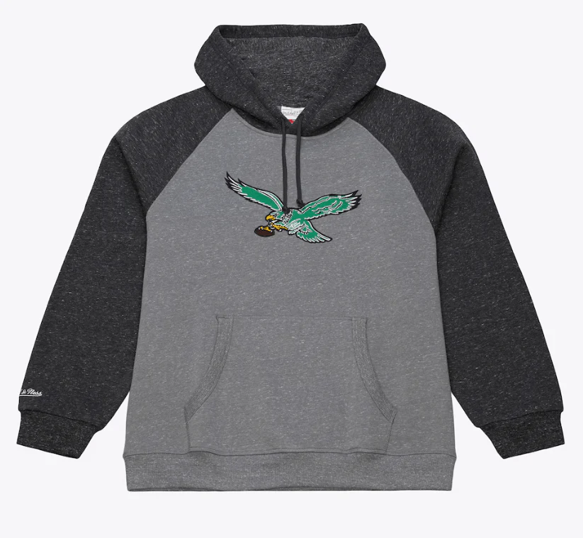 Adult Philadelphia Eagles Mitchell & Ness Gray Winning Streak Fleece Hooded Sweatshirt - Men's