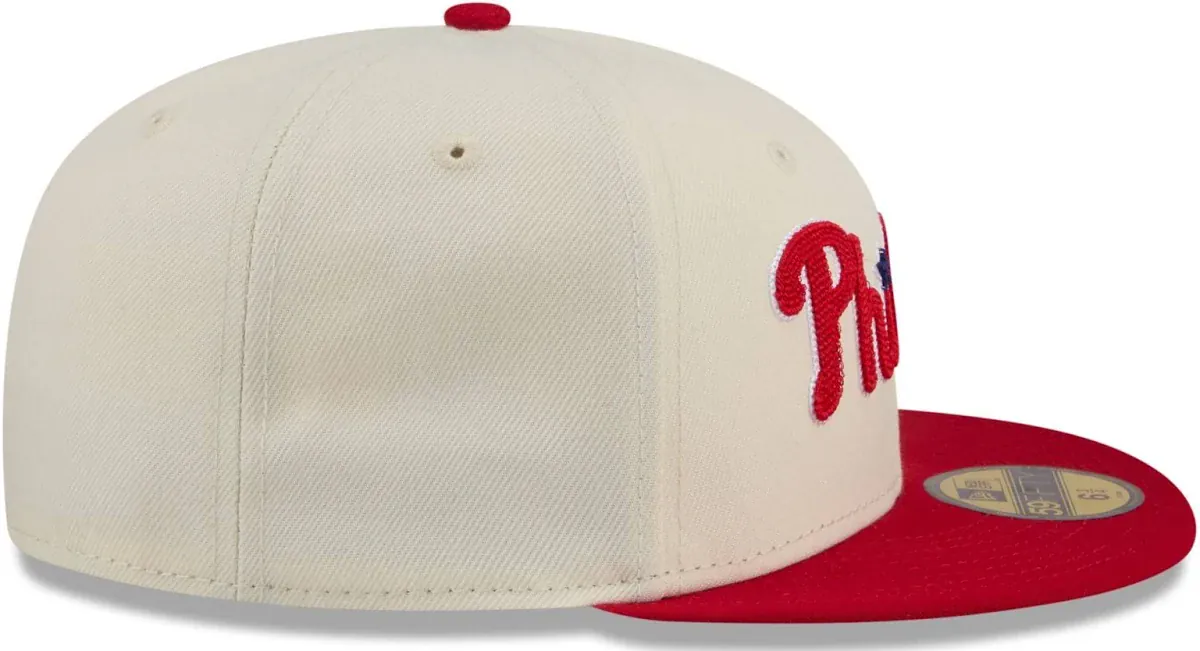 Adult Philadelphia Phillies New Era Chrome 2 Tone Chain Stitch Logo 59FIFTY Fitted Hat - Men's - Image 3