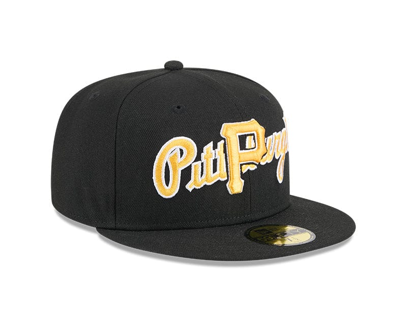 Adult Pittsburgh Pirates New Era Black Overlap 59FIFTY Fitted Hat - Men's - Image 4