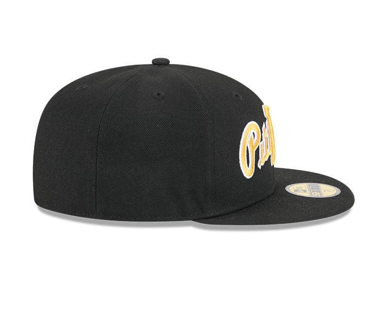 Adult Pittsburgh Pirates New Era Black Overlap 59FIFTY Fitted Hat - Men's - Image 7