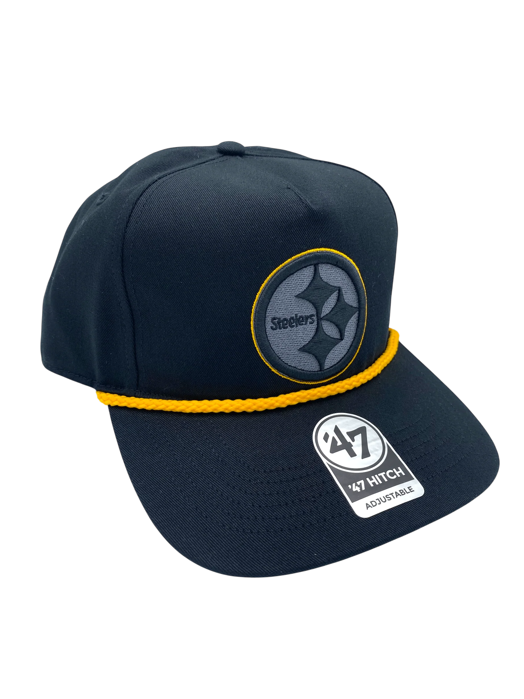 Adult Pittsburgh Steelers '47 Black Team Logo Rope Hitch Adjustable Snapback Hat - Men's - Image 4