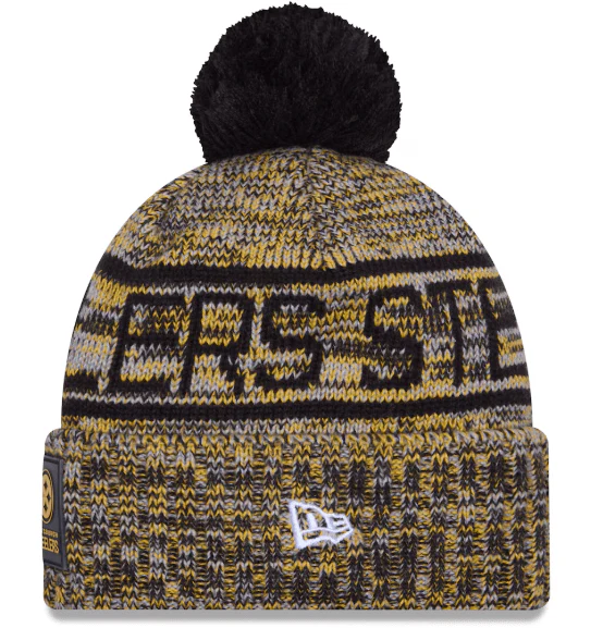 Adult Pittsburgh Steelers New Era 2025 Gold Sideline Cuffed Knit Hat With Pom - Men's - Image 3
