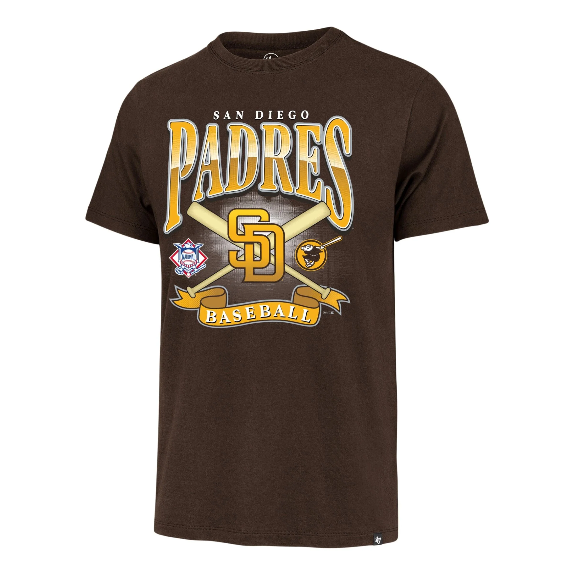 Adult San Diego Padres '47 Navy Chrometown Cross Bats Franklin T-Shirt - Men's