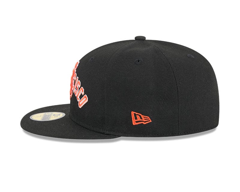 Adult San Francisco Giants New Era Black Overlap 59FIFTY Fitted Hat - Men's - Image 6