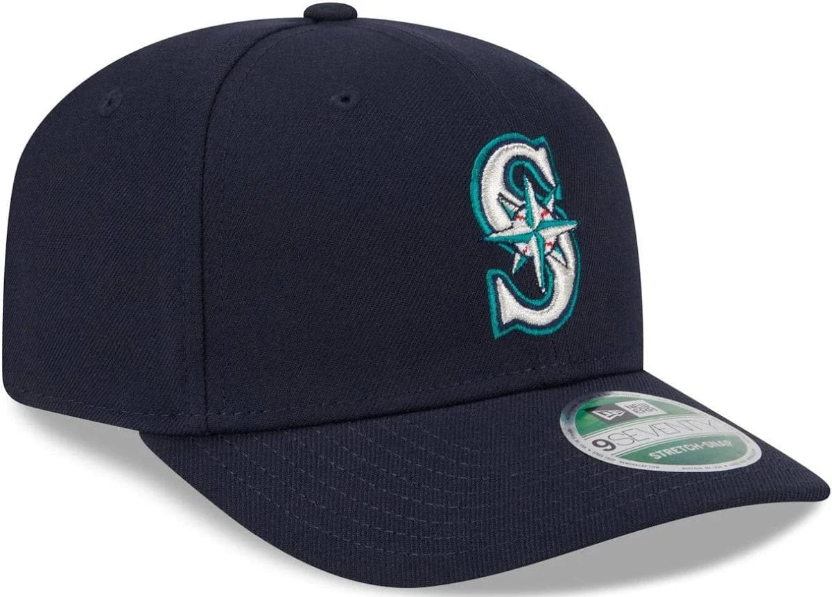 Adult Seattle Mariners New Era Navy Replica Team Logo 9SEVENTY Stretch-Snapback Hat - Men's - Image 3