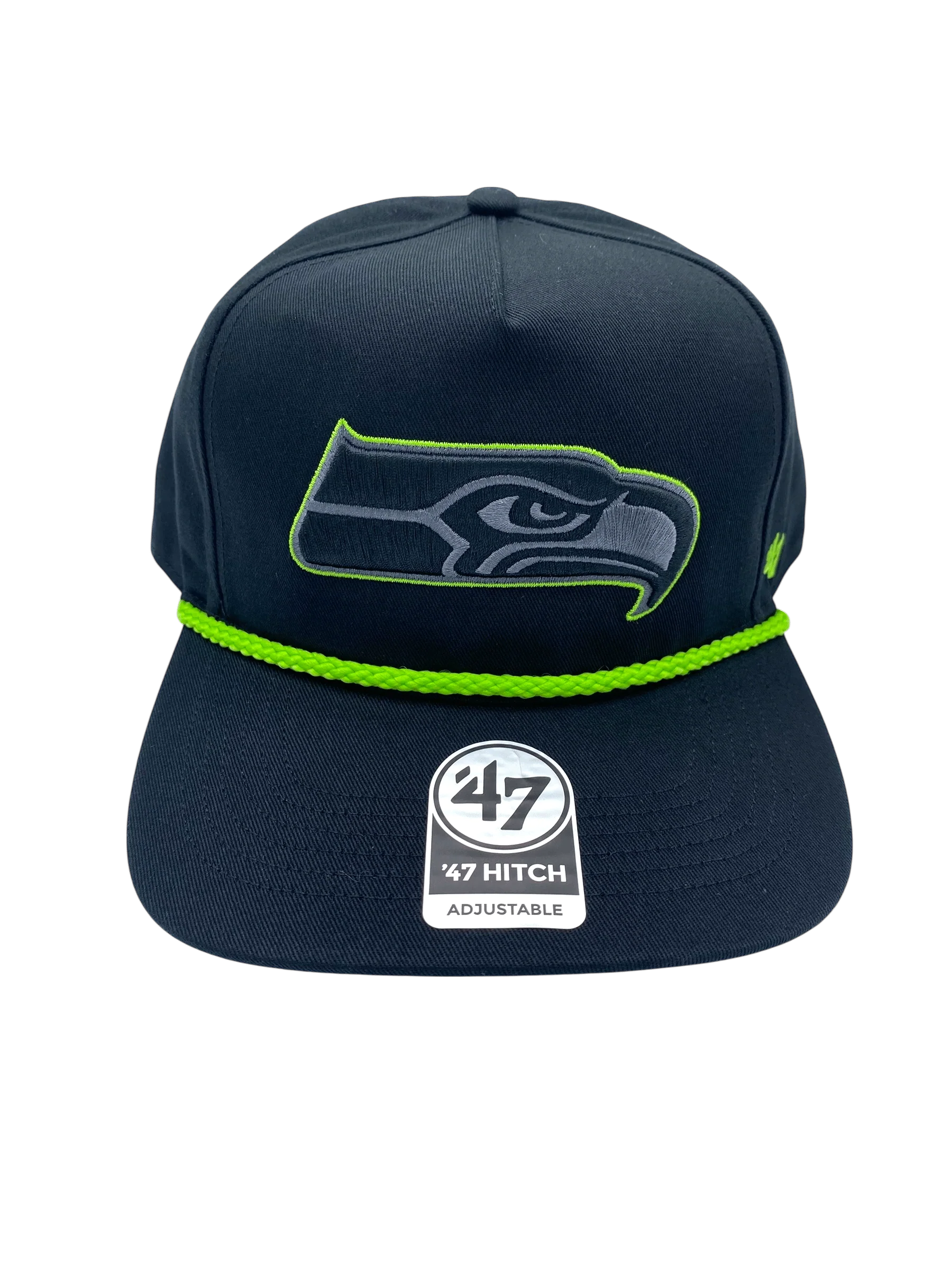 Adult Seattle Seahawks '47 Black Team Logo Rope Hitch Adjustable Snapback Hat - Men's - Image 4