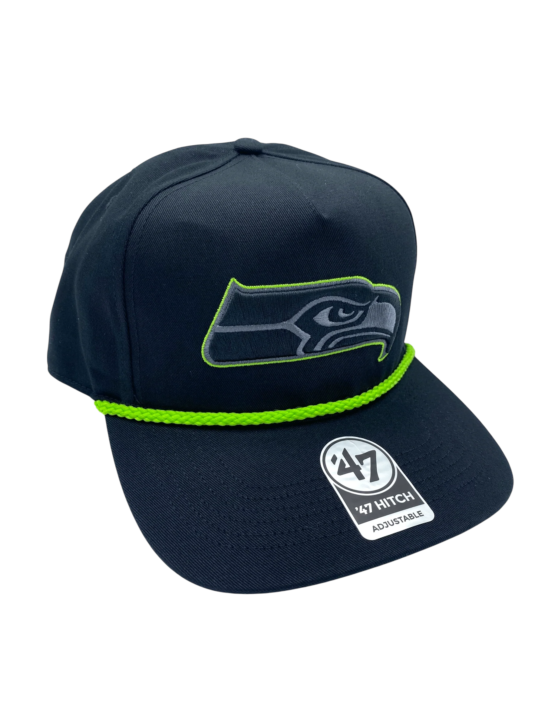 Adult Seattle Seahawks '47 Black Team Logo Rope Hitch Adjustable Snapback Hat - Men's - Image 5