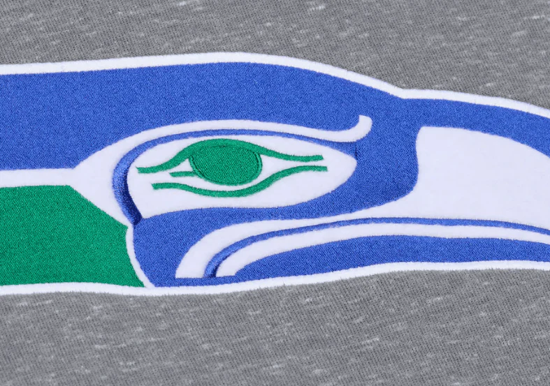 Adult Seattle Seahawks Mitchell & Ness Gray Winning Streak Fleece Hooded Sweatshirt - Men's - Image 3