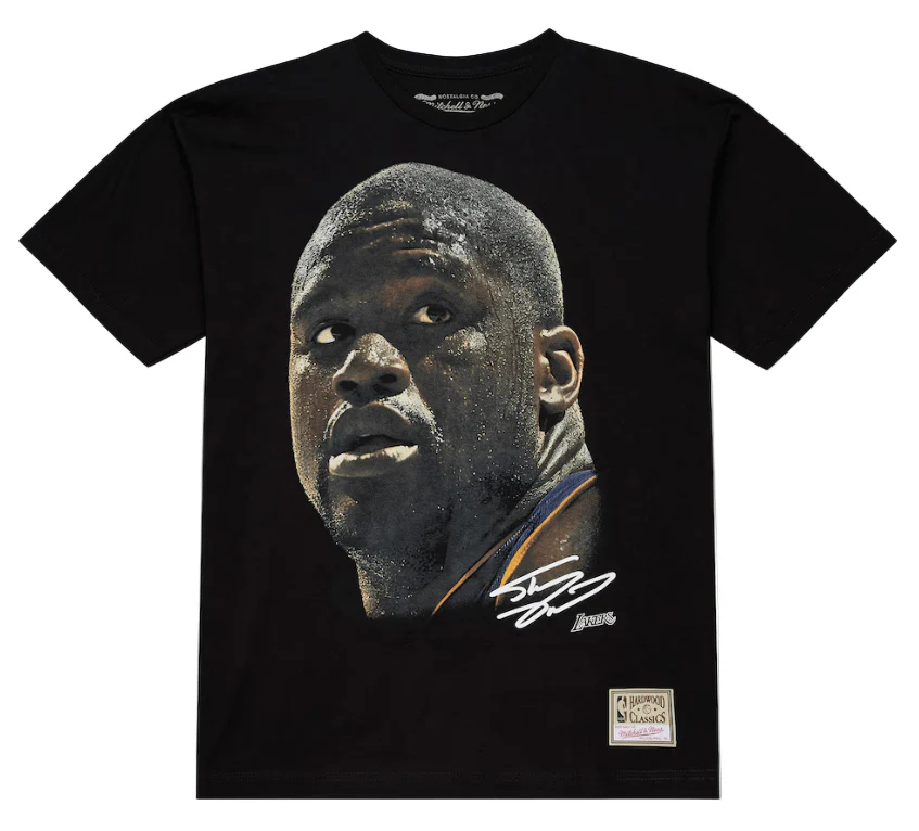 Adult Shaquille O'Neal Los Angeles Lakers Mitchell & Ness Black Real NBA Big Face T-Shirt - Men's