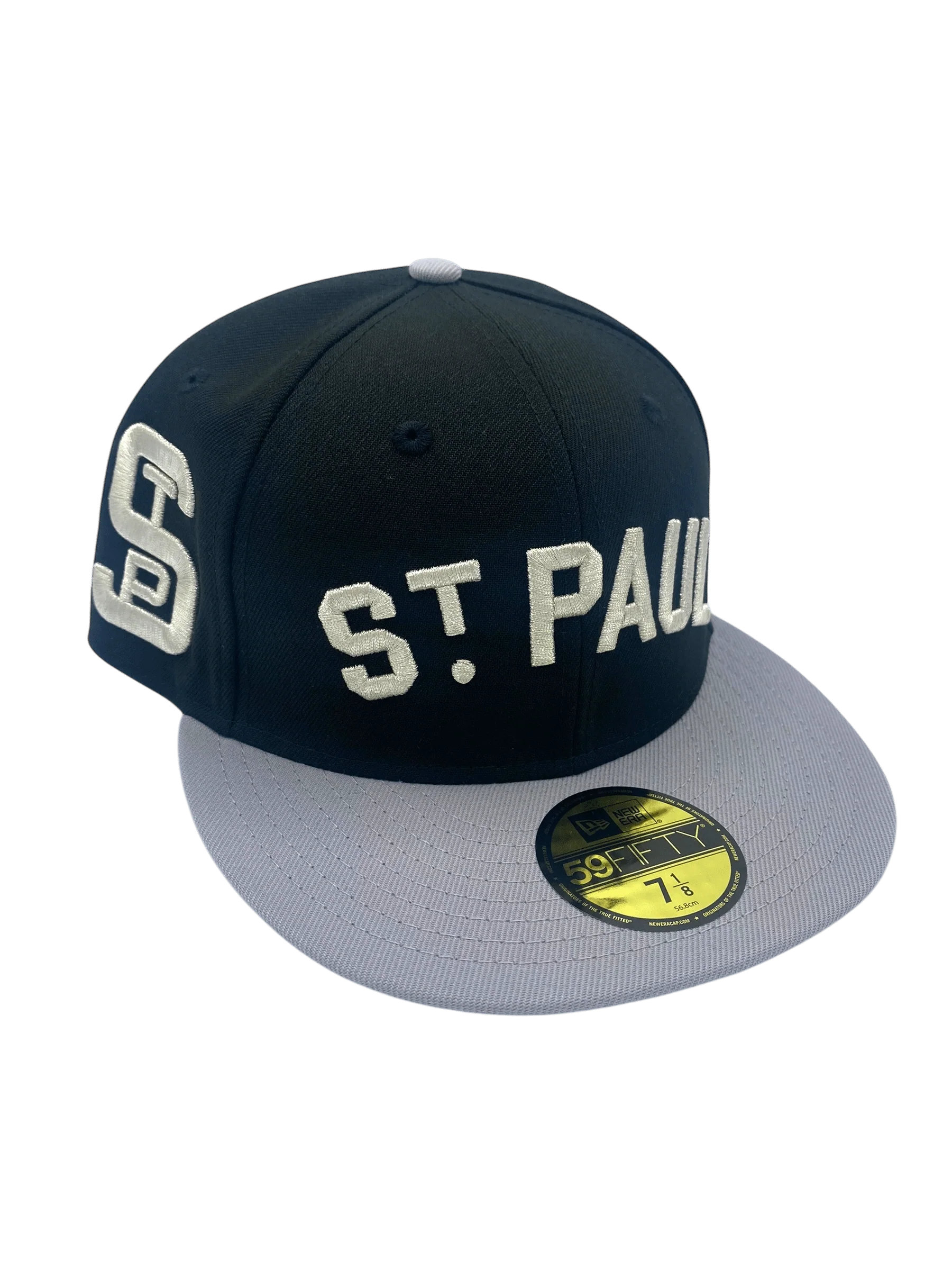 Adult St. Paul Saints New Era Black/Gray Custom Side Patch 59FIFTY Fitted Hat - Men's
