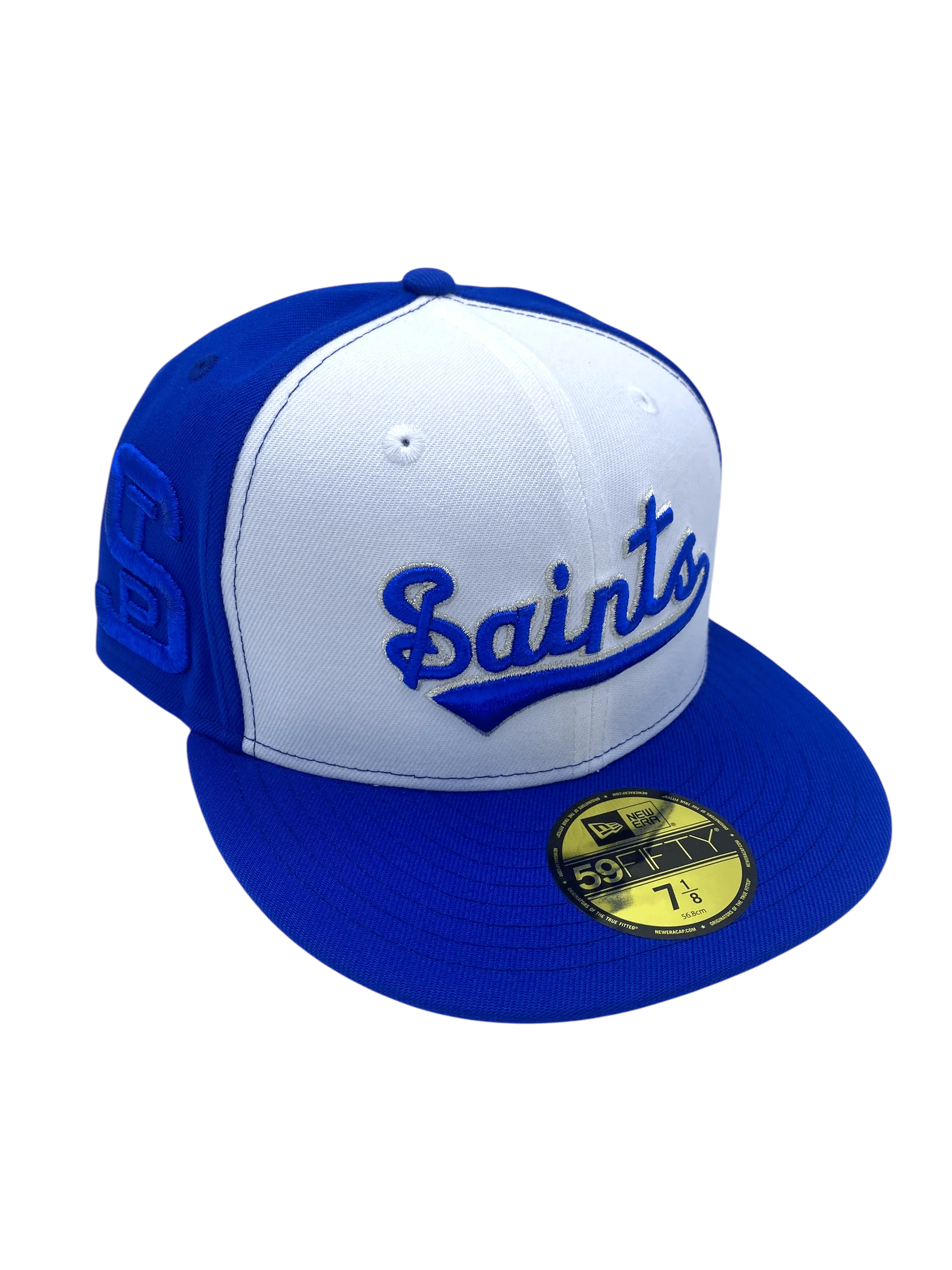 Adult St. Paul Saints New Era Blue/White Classic Script Custom Side Patch 59FIFTY Fitted Hat - Men's