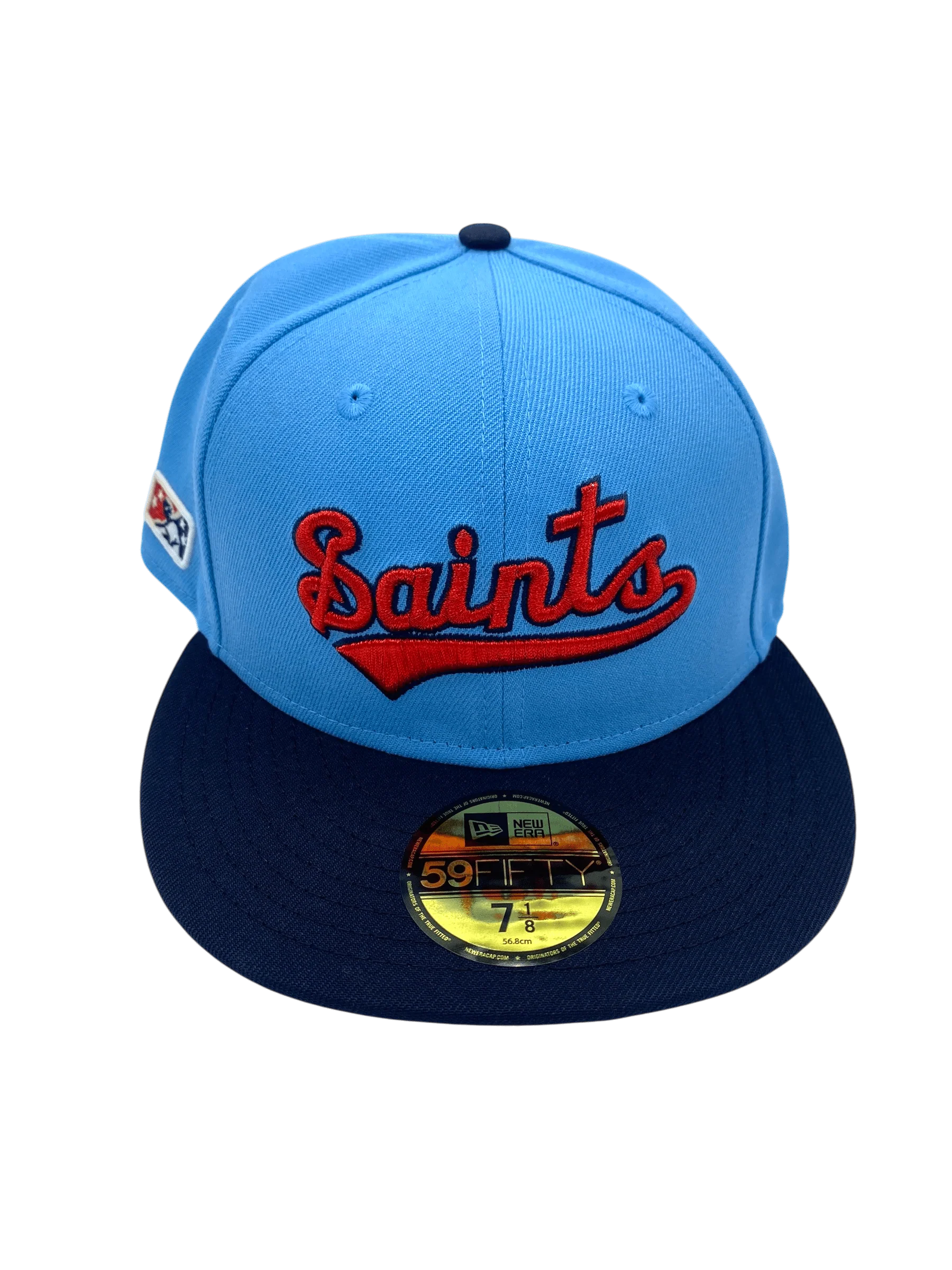 Adult St. Paul Saints New Era Light Blue/Navy Retro Custom Side Patch 59FIFTY Fitted Hat - Men's - Image 5