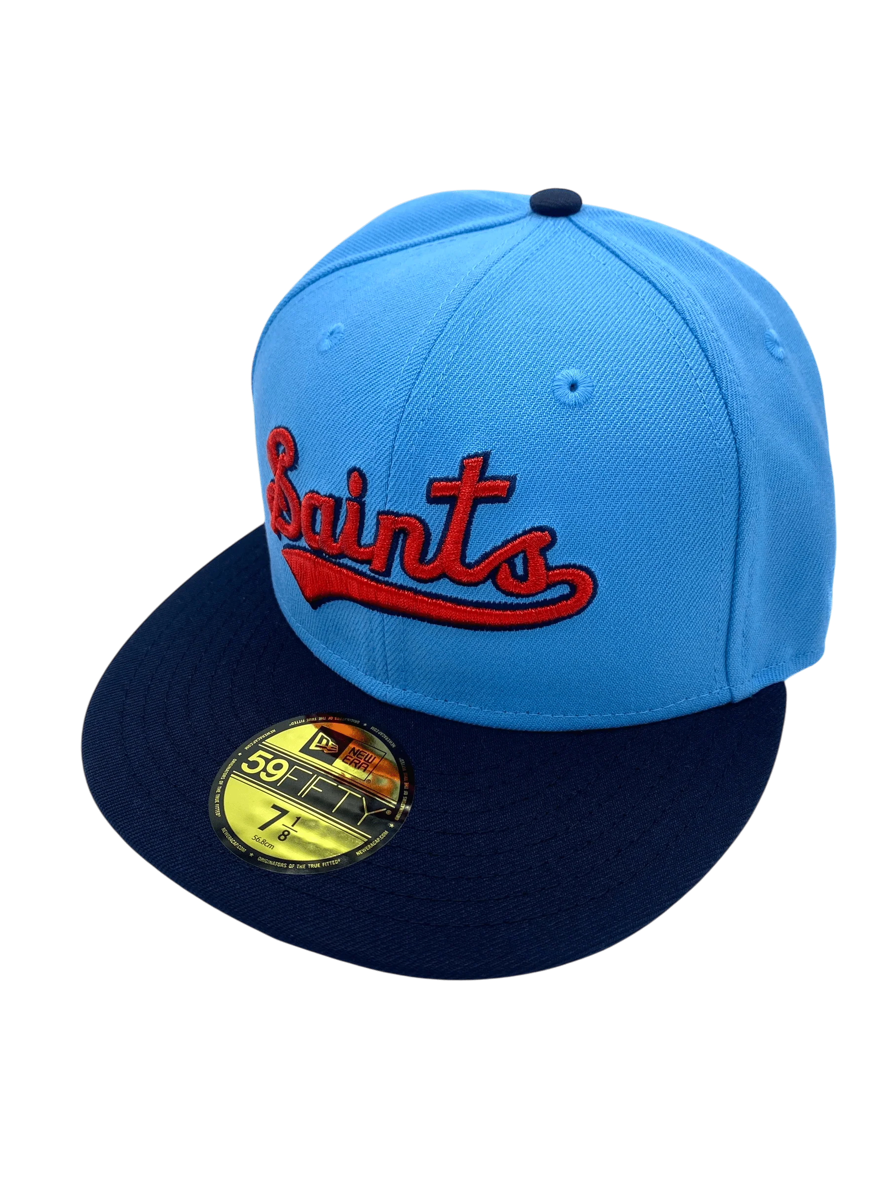 Adult St. Paul Saints New Era Light Blue/Navy Retro Custom Side Patch 59FIFTY Fitted Hat - Men's - Image 6