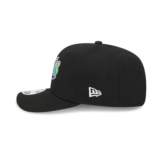 Adult Tampa Bay Rays Cooperstown New Era Black Replica Team Logo 9SEVENTY Stretch-Snapback Hat - Men's - Image 4