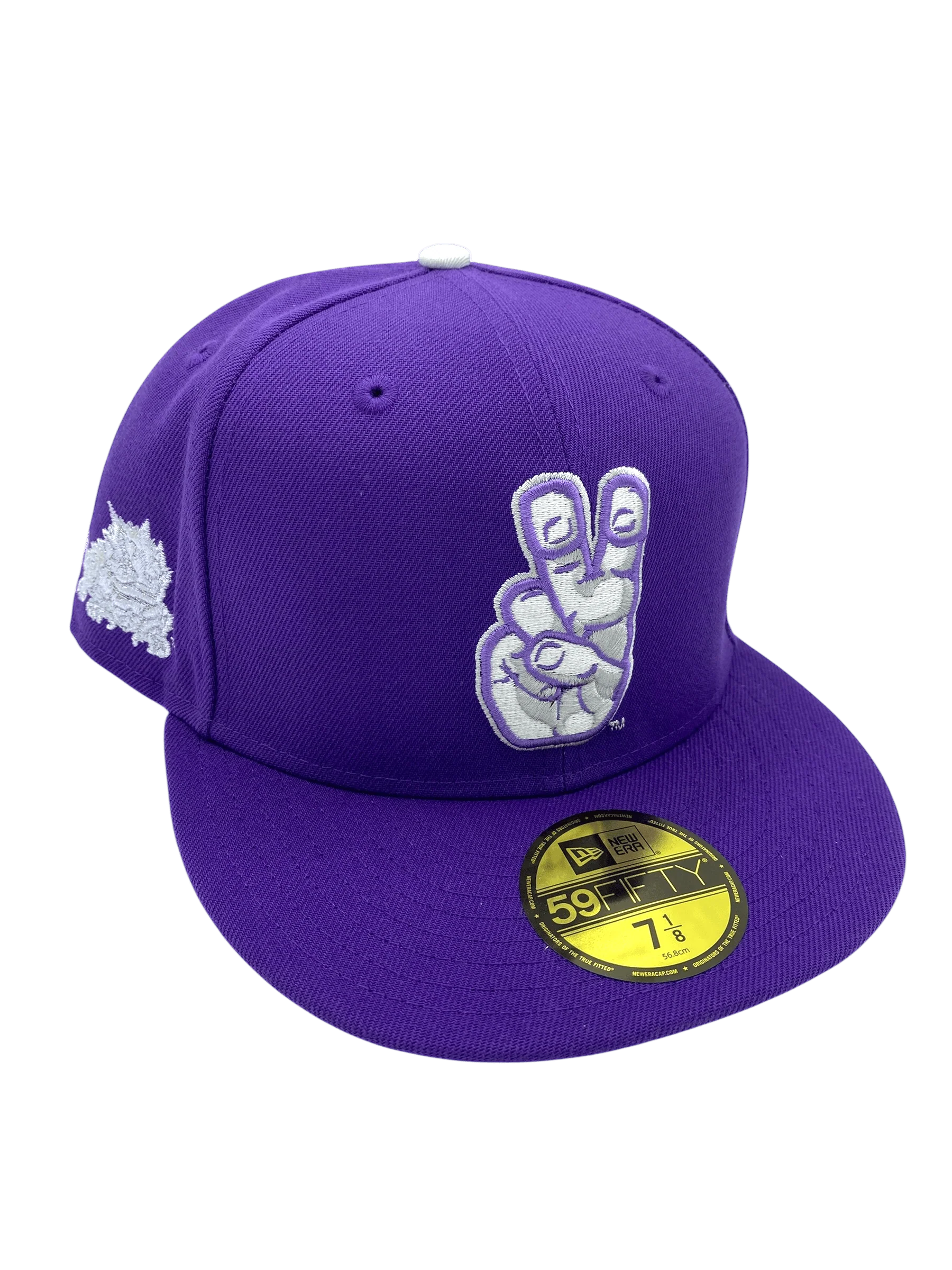 Adult TCU Horned Frogs New Era Purple Horns Up Custom Side Patch 59FIFTY Fitted Hat - Men's