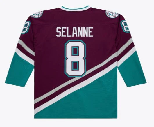 Adult Teemu Selanne Anaheim Mighty Ducks Mitchell & Ness 1996 Purple Power Play Jersey - Men's - Image 2