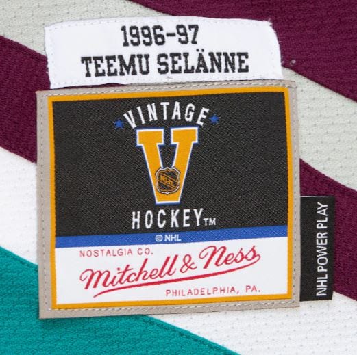 Adult Teemu Selanne Anaheim Mighty Ducks Mitchell & Ness 1996 Purple Power Play Jersey - Men's - Image 3