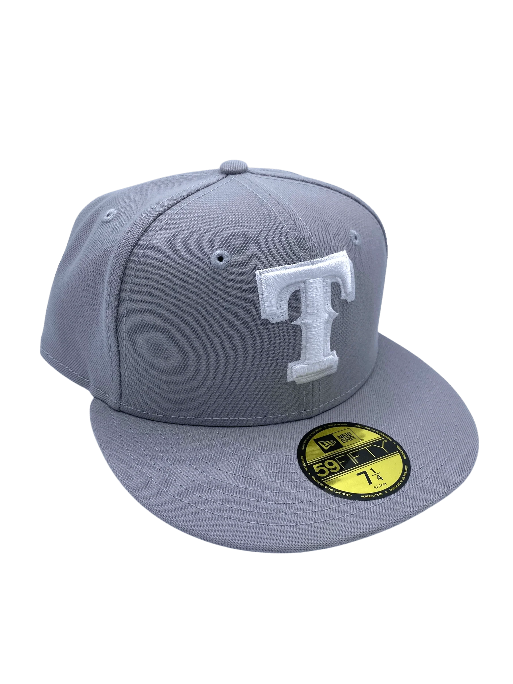 Adult Texas Rangers New Era Gray/White Basic 59FIFTY Fitted Hat - Men's - Image 3