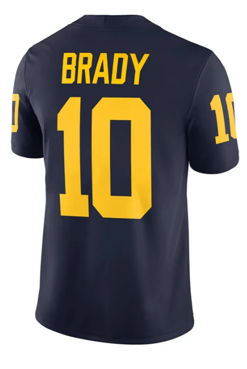 Adult Tom Brady Michigan Wolverines Jordan Brand Navy Legacy Game Jersey - Men's - Image 2