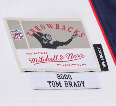 Adult Tom Brady New England Patriots White 2000 Mitchell & Ness Throwback Jersey - Men's - Image 3