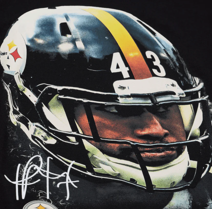 Adult Troy Polamalu Pittsburgh Steelers Mitchell & Ness Black Real NFL Big Face T-Shirt - Men's - Image 3